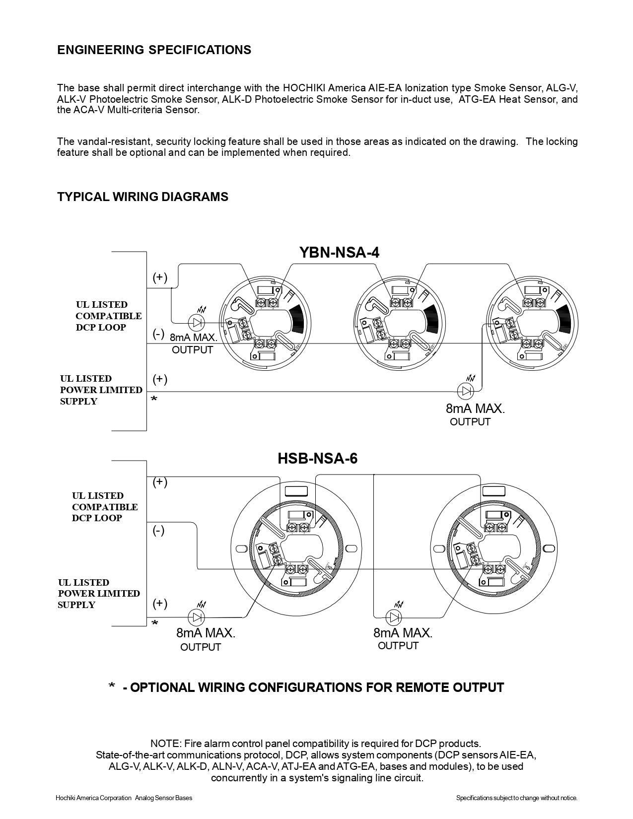 HSB-NSA-6 - 6"|Sensor Base|Hochiki - Hochiki.Store