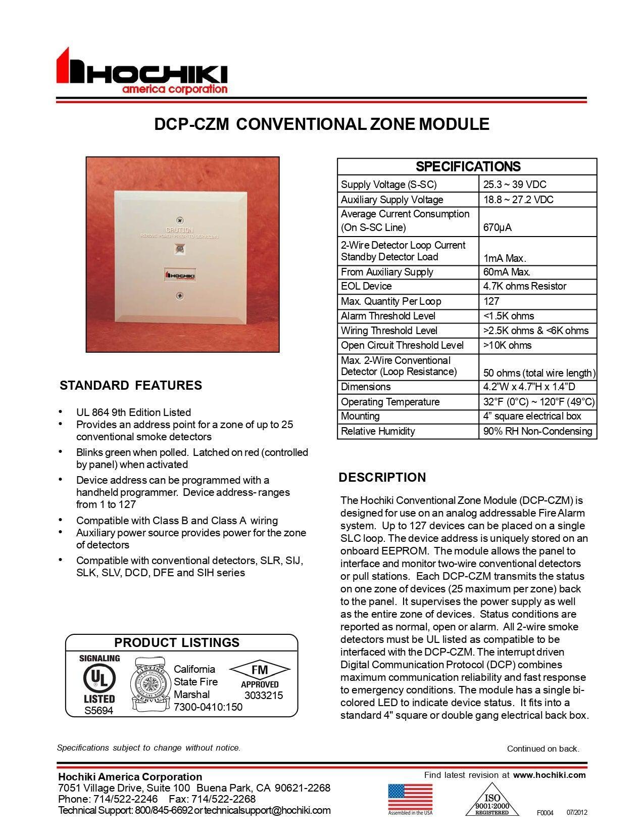 DCP-CZM| Modulo de entrada de zona convencional|Hochiki - Hochiki.Store