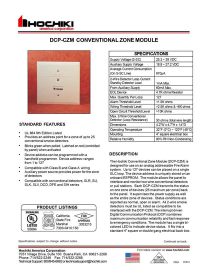 DCP-CZM| Modulo de entrada de zona convencional|Hochiki - Hochiki.Store