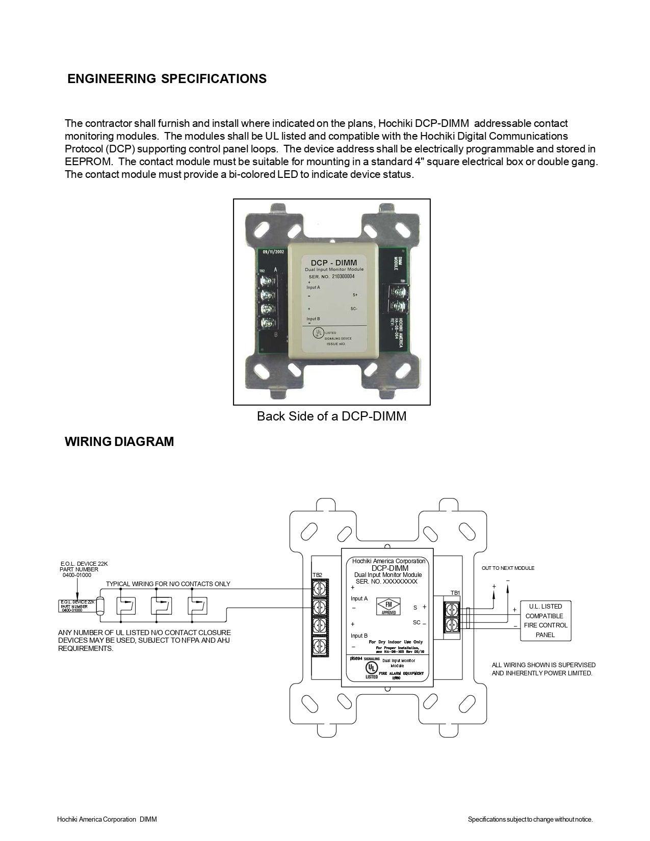 DCP-DIMM|Módulo de monitor de doble entrada para caja de 4|Hochiki - Hochiki.Store