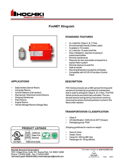 FNX-1200S|Generador de Aerosol para Extinción de Incendio, 1200g|Hochiki - Hochiki.Store