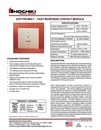 Módulo de monitorización de contactos con respuesta rápida DCP-FRCMA-I |Hochiki - Hochiki.Store