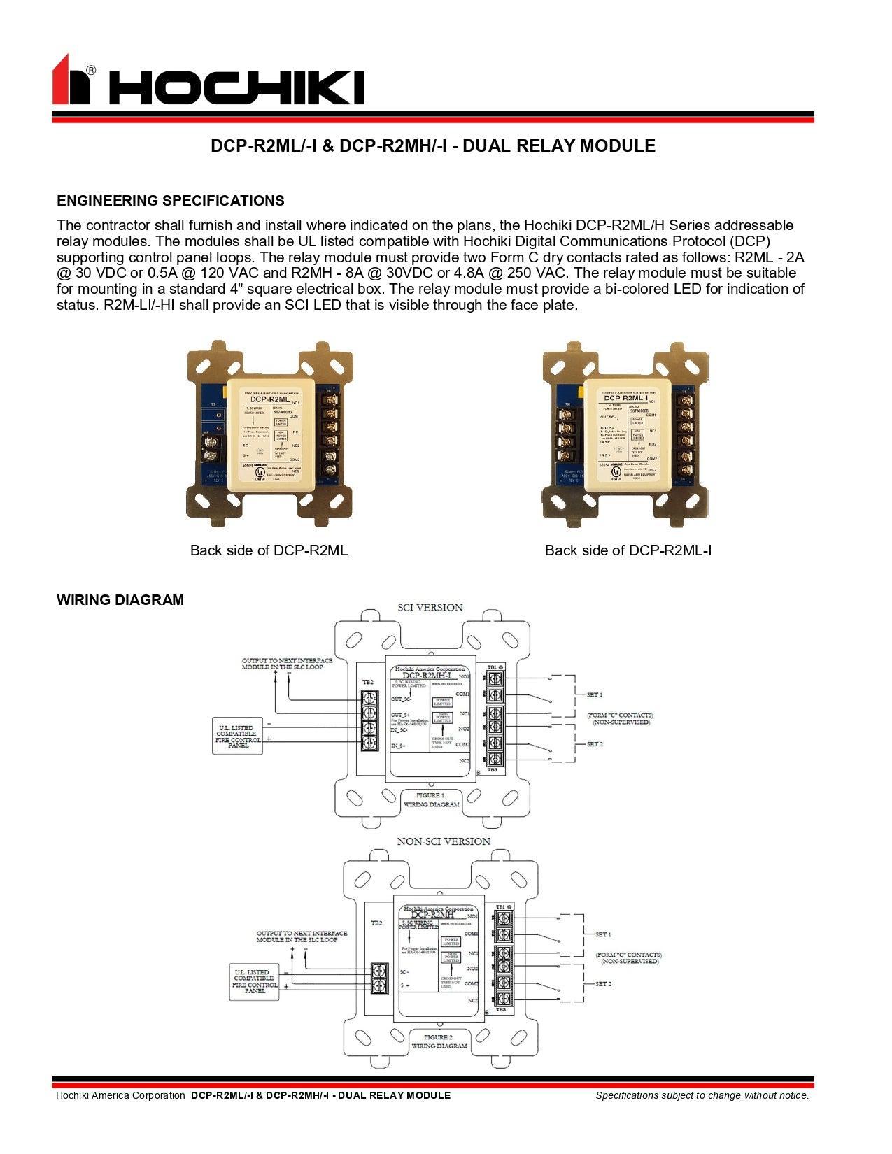 Módulo de Relé Dual 2 AMPS-DCP-R2ML|Hochiki - Hochiki.Store